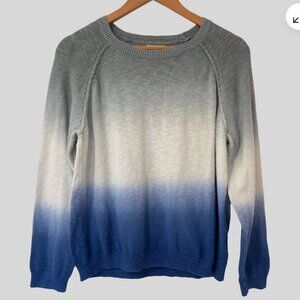 Hartford Women's Cotton Knit Sweater Blue Ombré Crew Neck Size 6